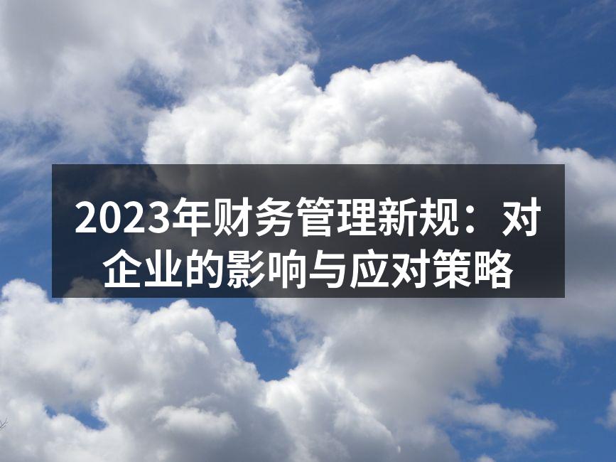 2023年财务管理新规：对企业的影响与应