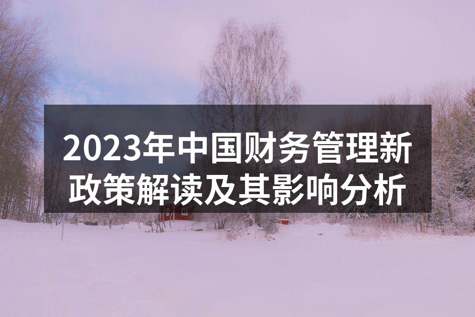 2023年中国财务管理新政策解读及其影响
